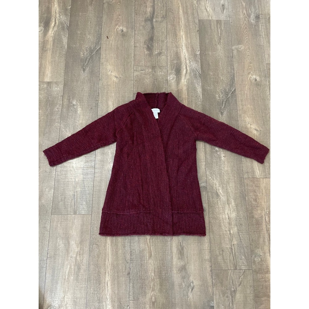 Soft Surroundings Cardigan Wool Alpaca XS Burgundy Cabincore textured Academia